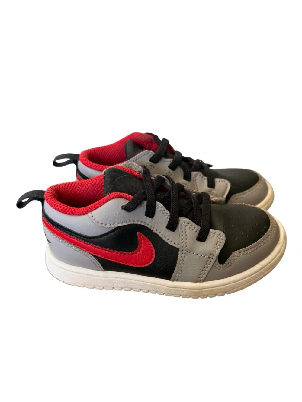 Air Jordan 1 Low Flyer Kids Sneakers in Black/Cement & Red-Size 9C